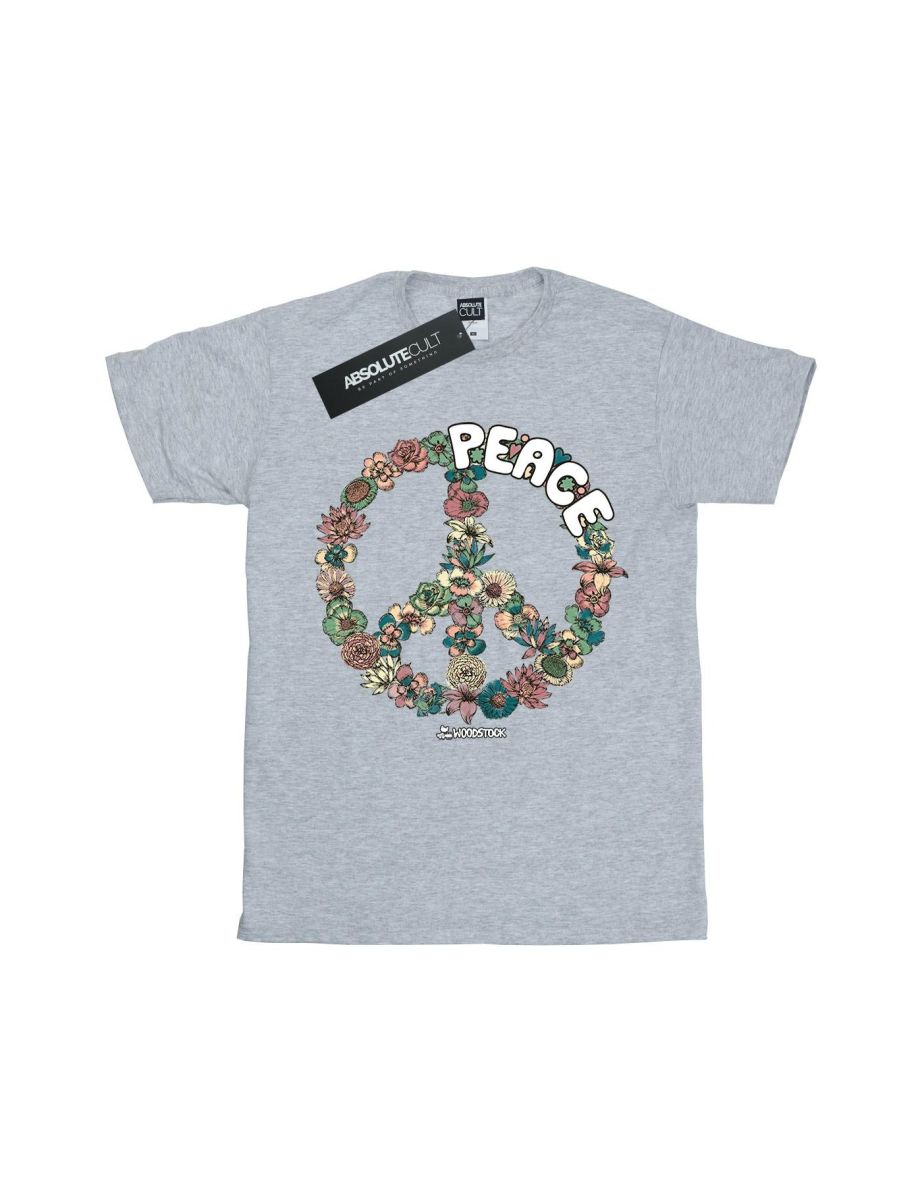 Woodstock Boys Floral Peace T-Shirt - Sports Grey