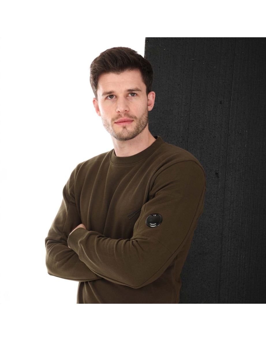 Men's CP Company Diagonal Raised Fleece Sweatshirt in Green - 4