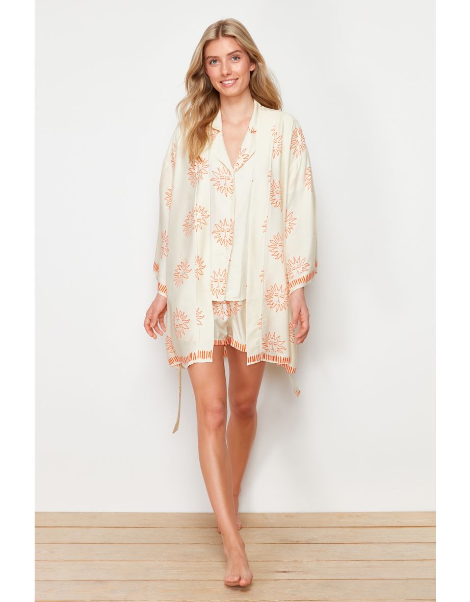 Multi-Colored Galaxy Pattern Viscose Woven Dressing Gown