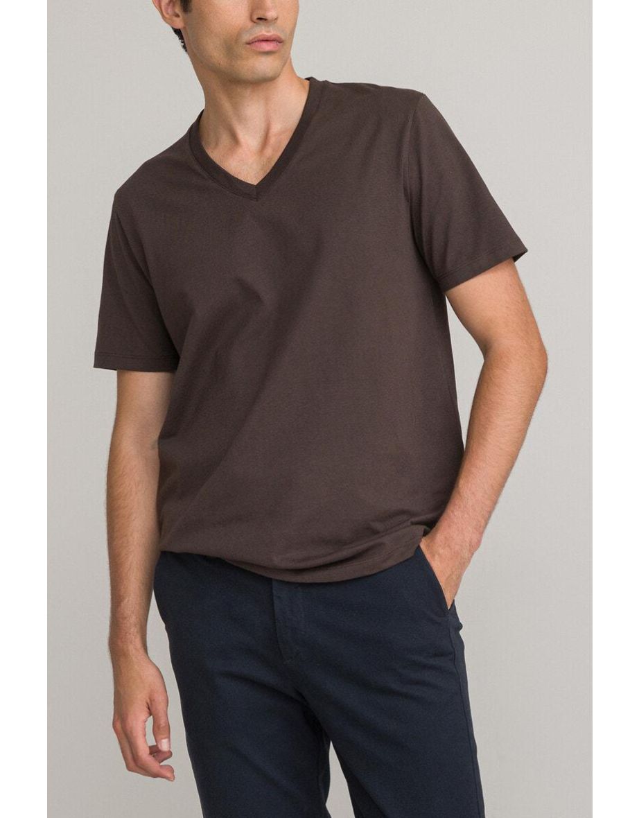 Organic Cotton T-Shirt with V-Neck and Short Sleeves