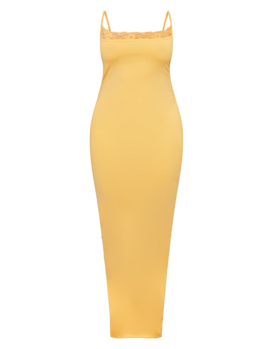 Shape Orange Lace Detail Matte Sculpt Maxi Dress - 4