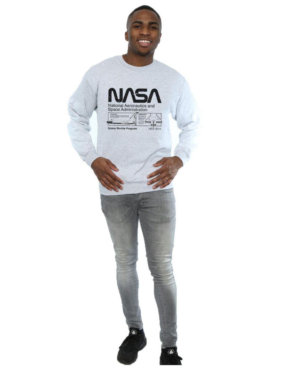 NASA Mens Space Shuttle Sweatshirt - Sports Grey - 3