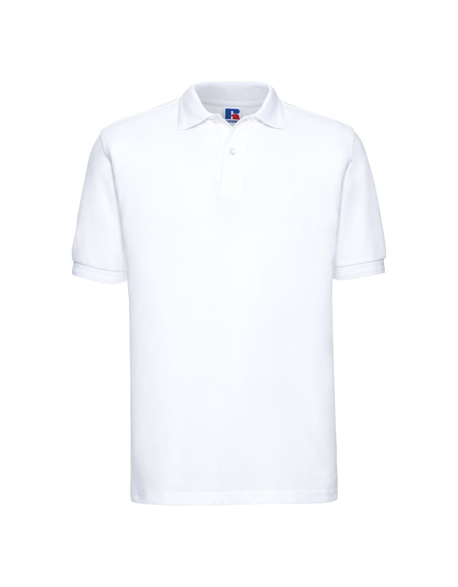 Russell Mens Ripple Collar & Cuff Short Sleeve Polo Shirt - White
