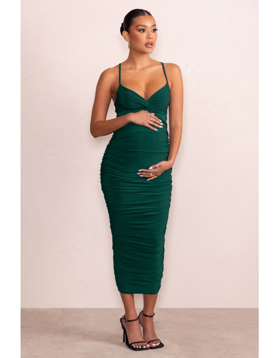 Bottle green midi dress hotsell