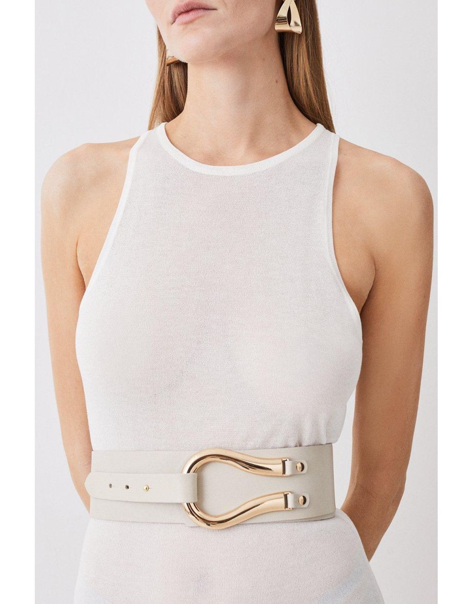 Leather Hardware Detail Waist Belt