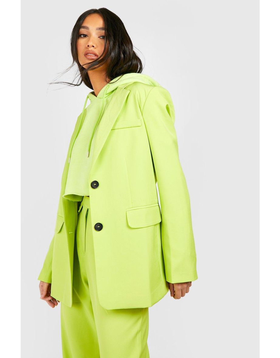 Contrast Button Relaxed Fit Tailored Blazer - lime - 3