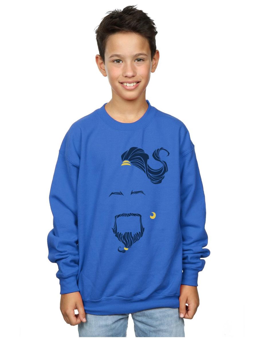 Disney Boys Aladdin Movie Genie Blue Face Sweatshirt - Royal Blue