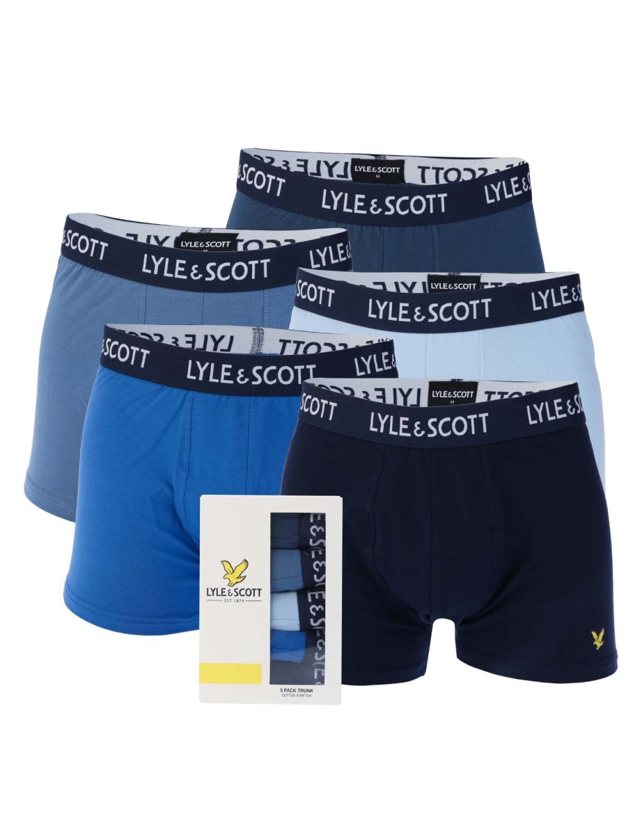 Men's Lyle And Scott Miller 5 Pack Boxer Shorts in Blue