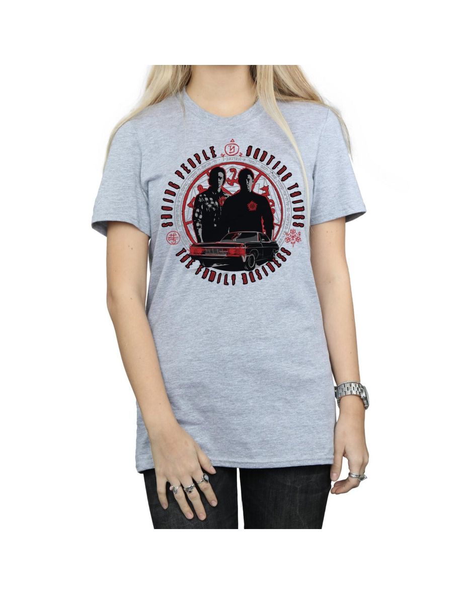 Supernatural Womens/Ladies Family Business Cotton Boyfriend T-Shirt - Sports Grey - 3
