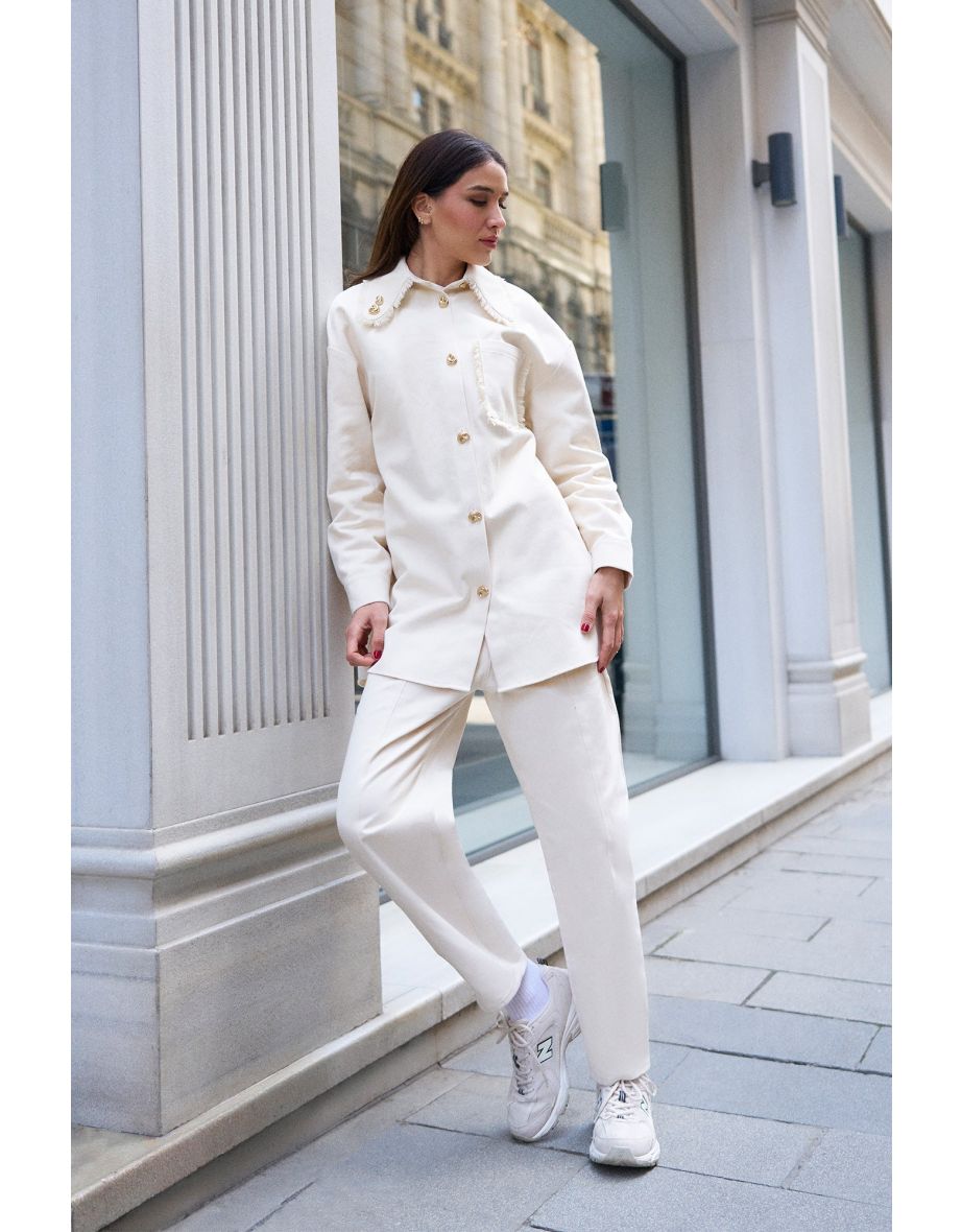 FRILLED JACKET WITH  BUTTON DETAIL