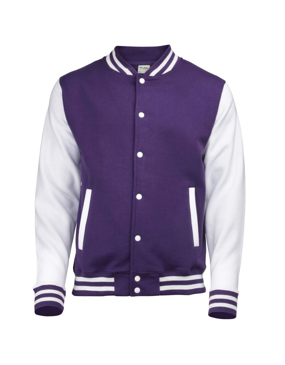 Awdis Unisex Varsity Jacket - Purple /White - 1