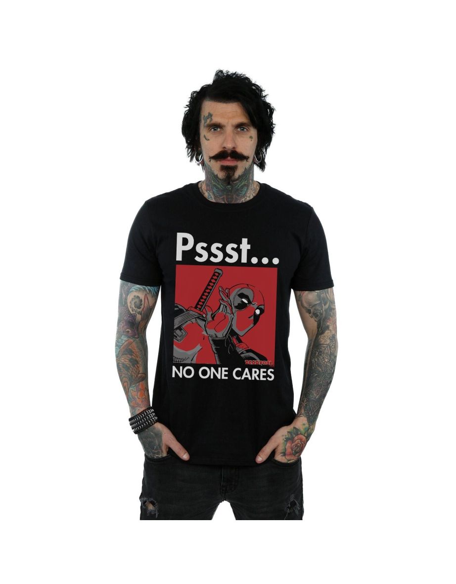 Marvel Mens Deadpool No One Cares T-Shirt - Black