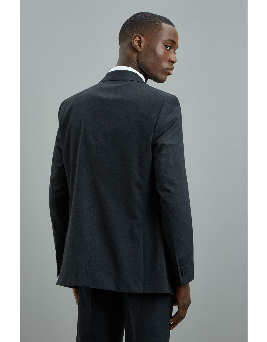 Tailored Fit Charcoal Essential Suit Jacket - 2