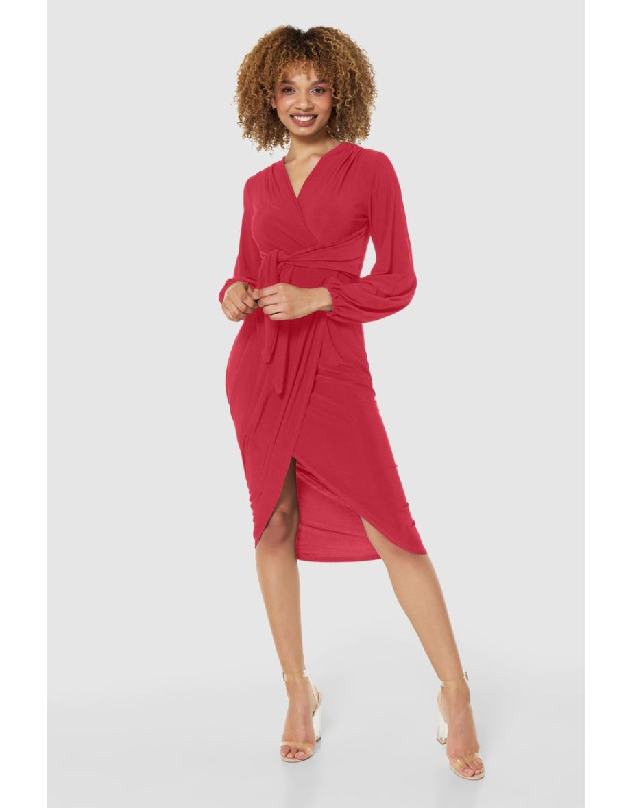 Closet London RED Wrap Pencil Dress - 3