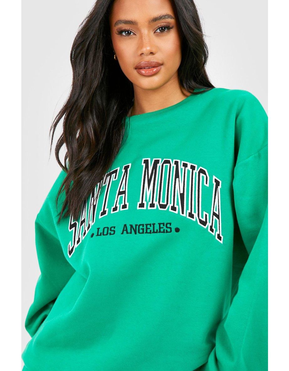 Santa Monica Applique Oversized Sweatshirt - green - 3