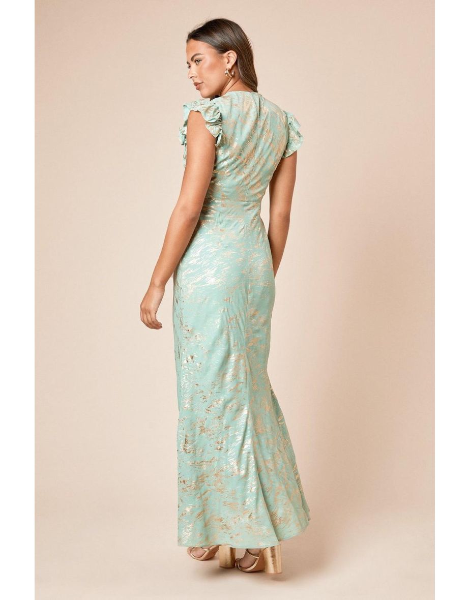 DP Luxe Metallic Frill Shoulder Maxi Dress - 3