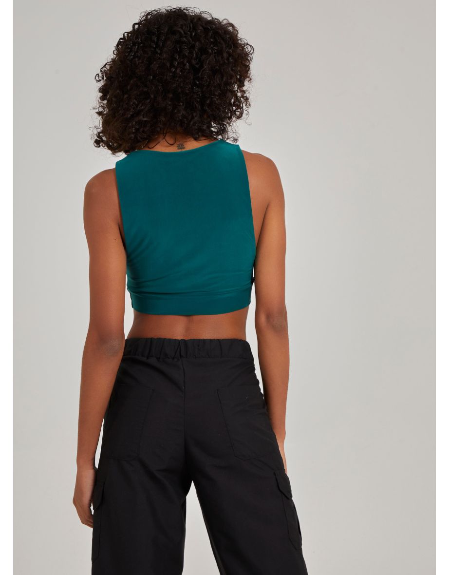 Sleeveless Slinky Crop Top - 4