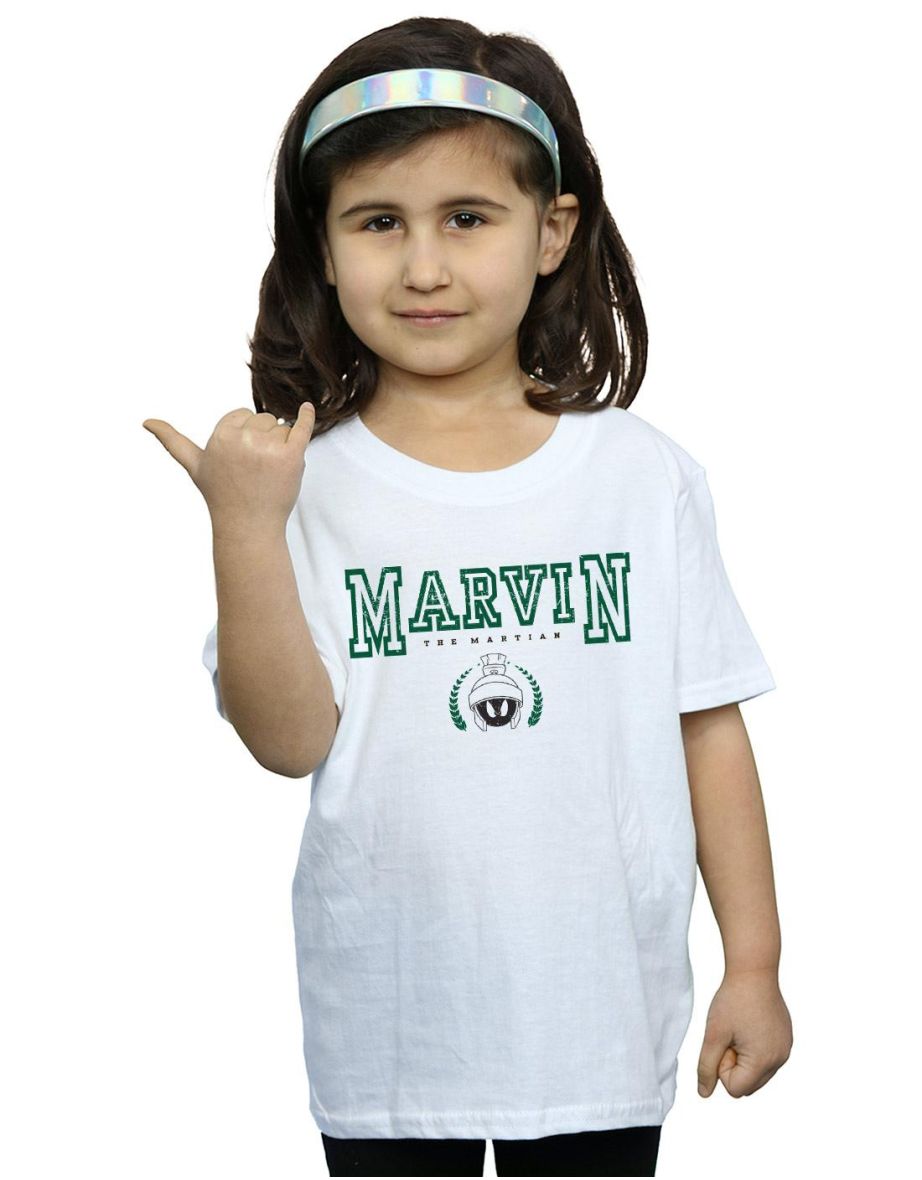 Looney Tunes Girls Marvin The Martian Cotton T-Shirt - White