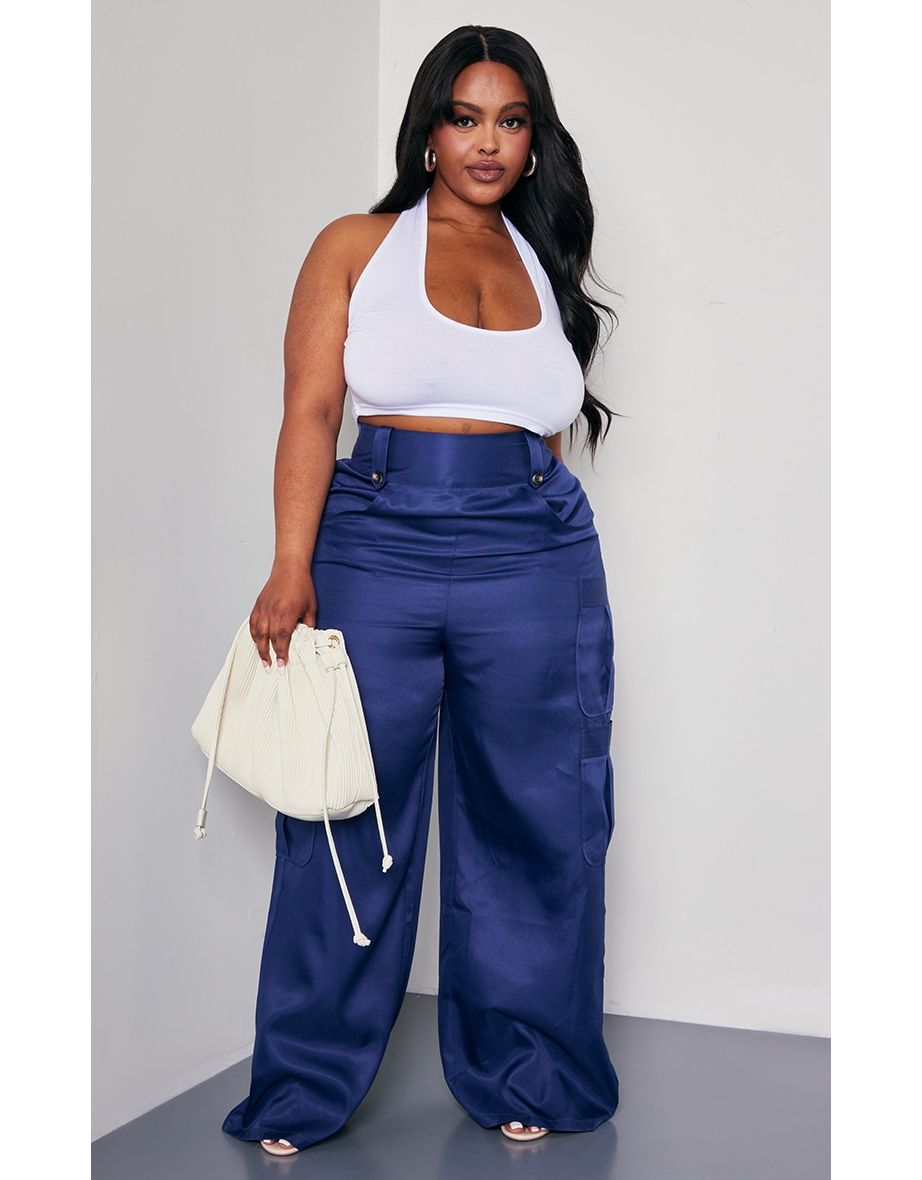 Prettylittlething Shape Blue Cargo Wide Pant