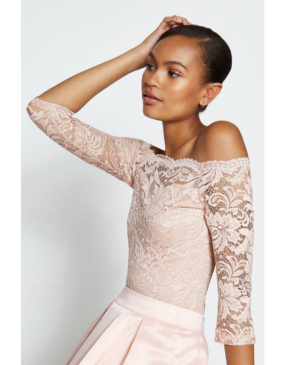 Off the Shoulder 3/4 Sleeve Lace Body