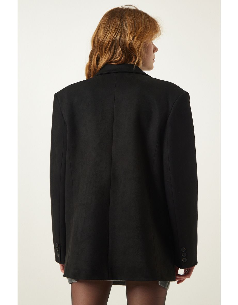Women's Black Premium Suede Blazer - 6