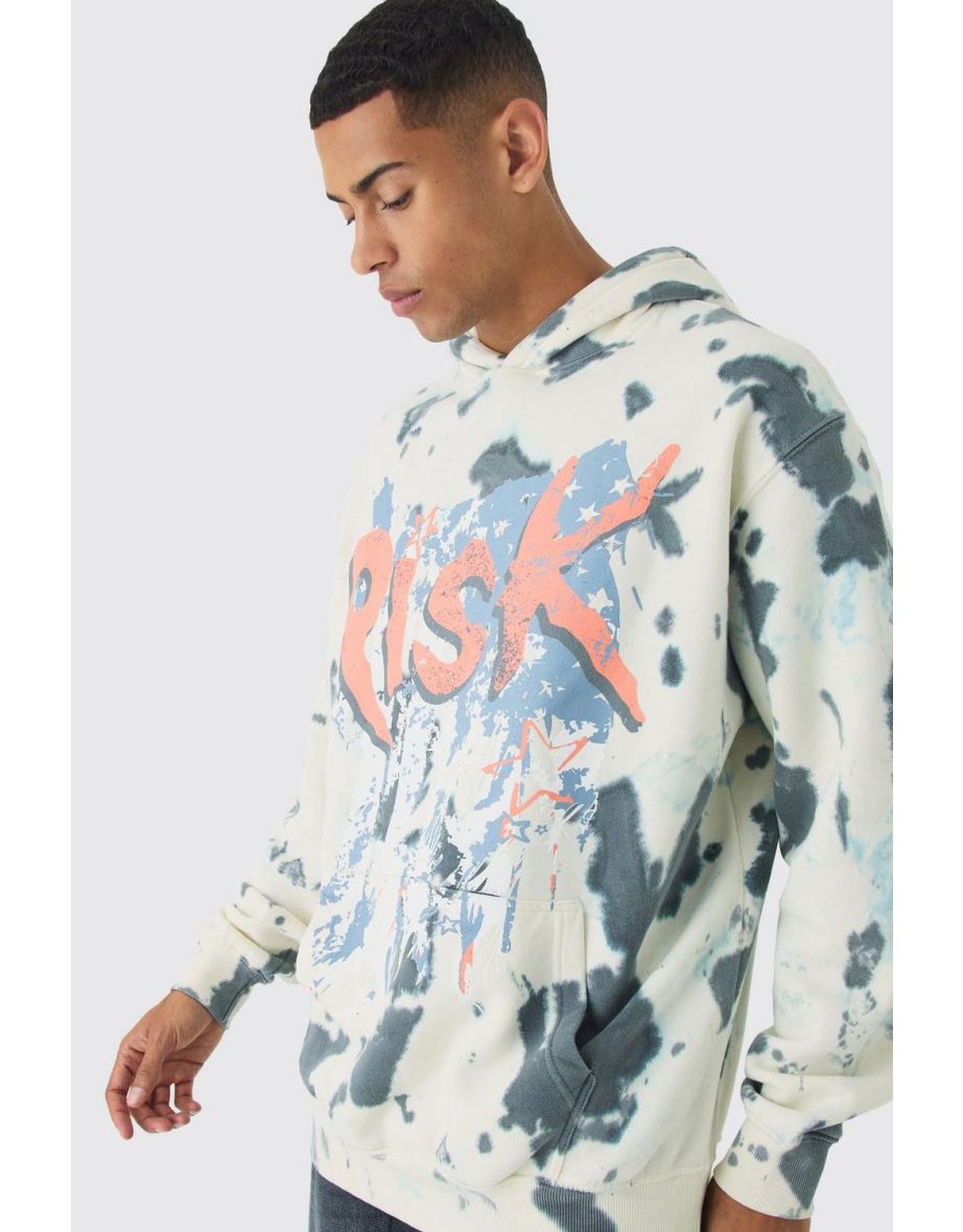 Oversized Boxy Risk Print Hoodie - ecru - 2