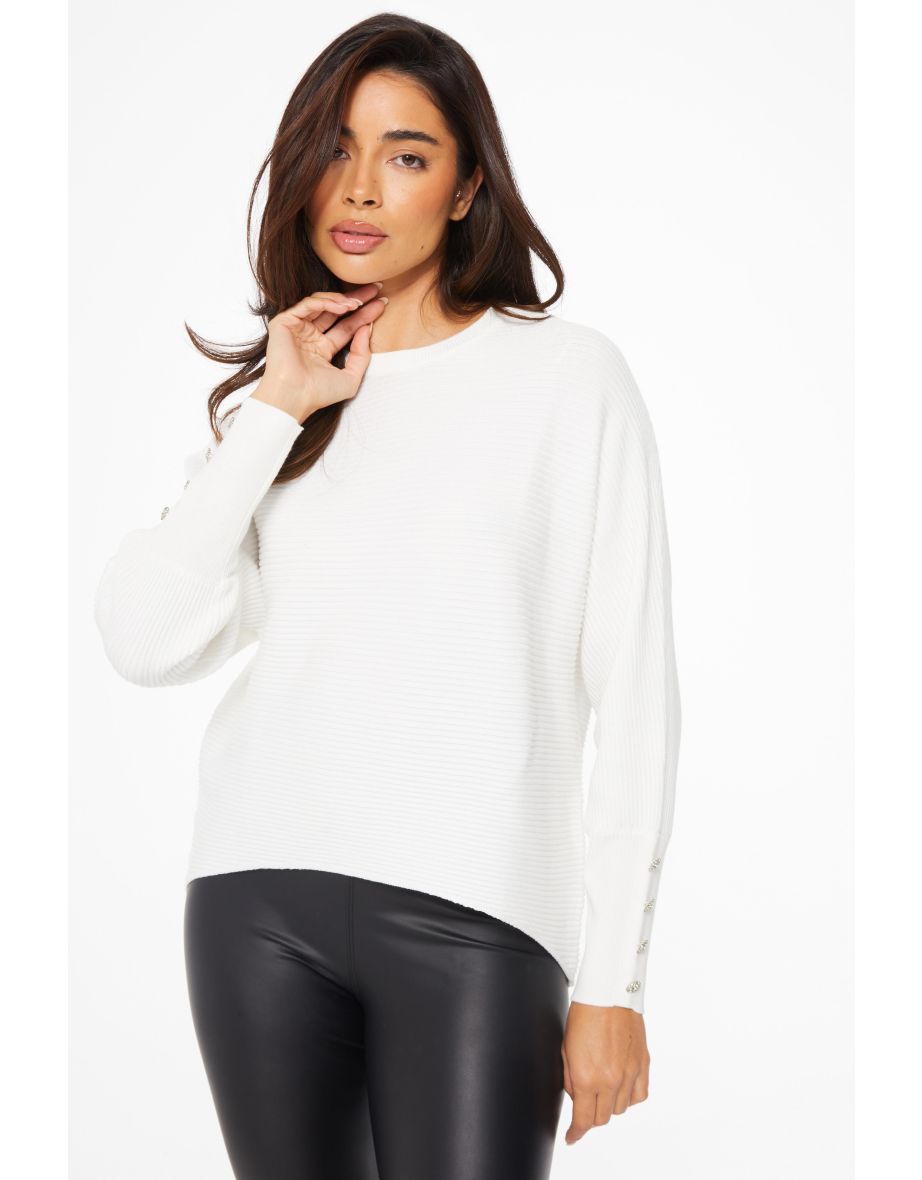 Cream Light Knit Buttoned Jumper