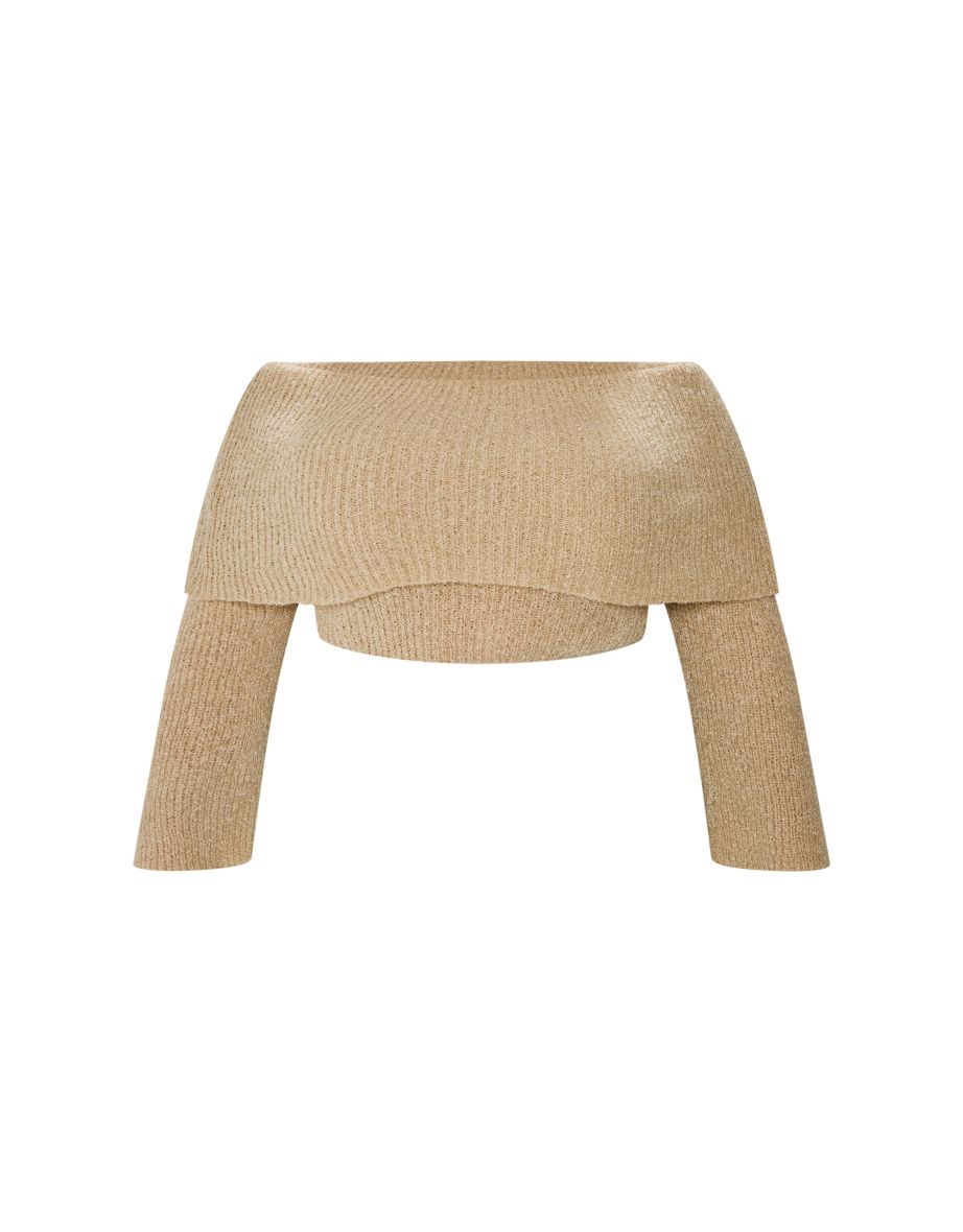 Plus Deep Nude Bardot Boucle Knit Sweater - 4