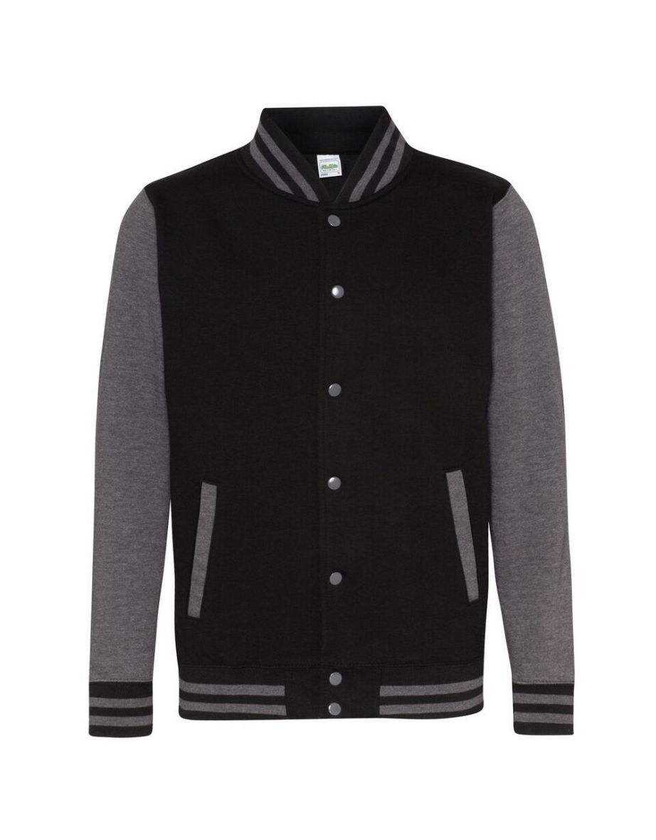 Awdis Unisex Varsity Jacket - Jet Black/Charcoal