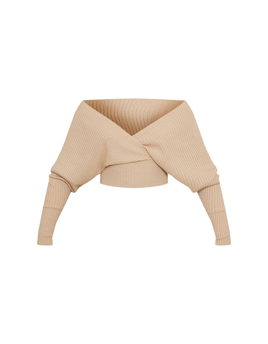 Recycled Stone Wrap Off The Shoulder Jumper - 4