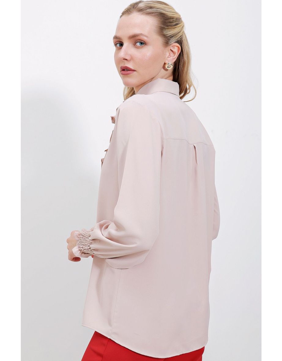 Bigdart Beige Ruffled Shirt - 4