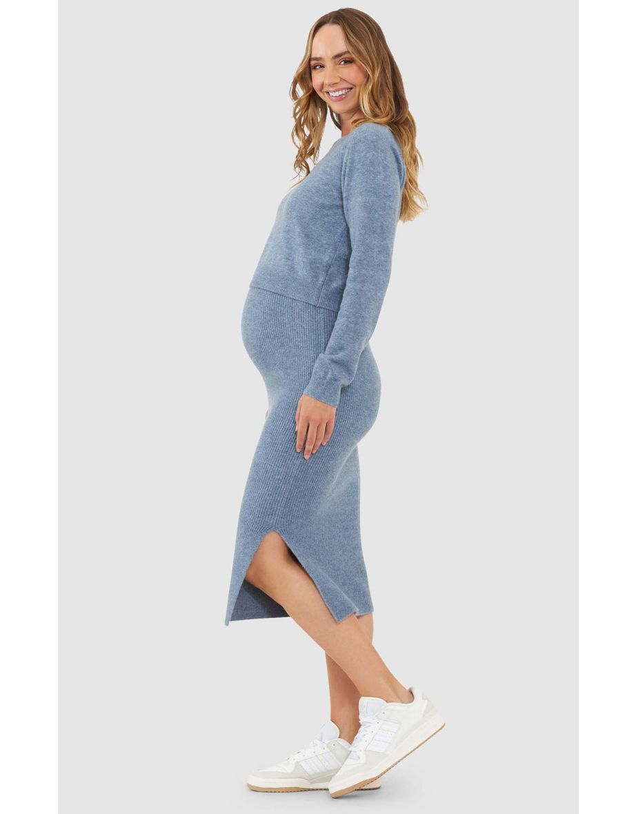 Dani Knit Maternity Skirt (Denim Marle)