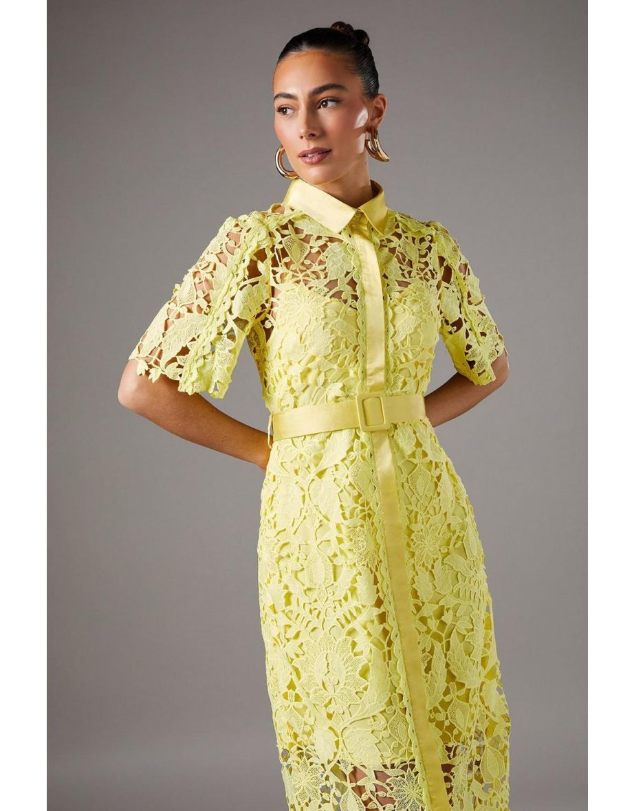 Lace Shirt Dress With Short Sleeves
