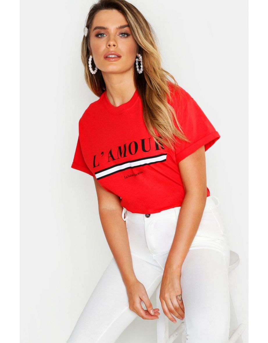 L'amour Slogan T-Shirt - red