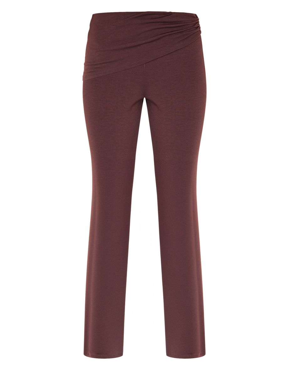 Chocolate Jersey Ruched Wrap Skinny Flare Trousers - 4