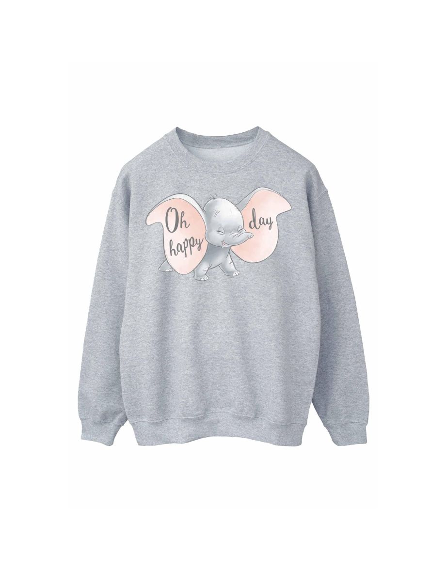 Disney Womens/Ladies Dumbo Happy Day Sweatshirt - Baby Pink