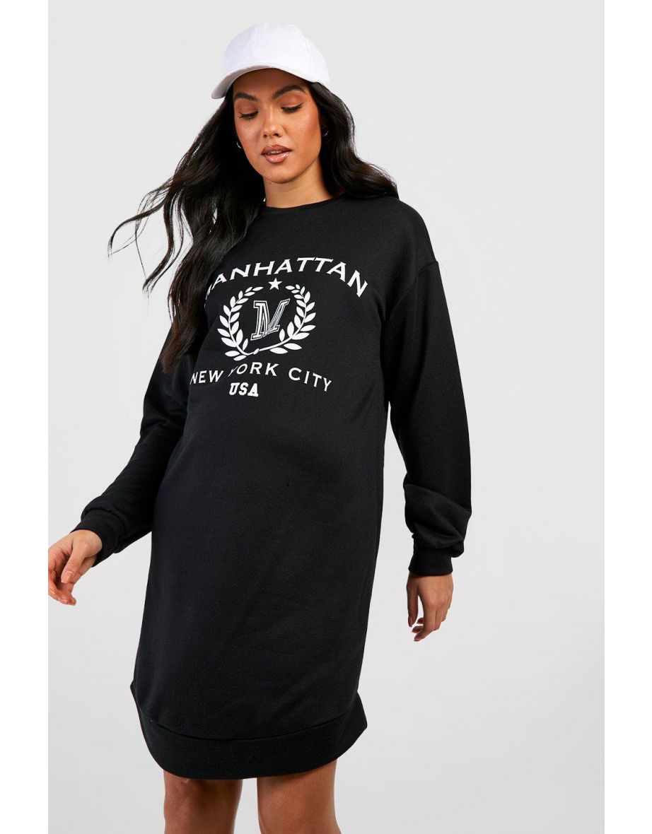 Maternity Manhattan Printed Sweat Dress - black