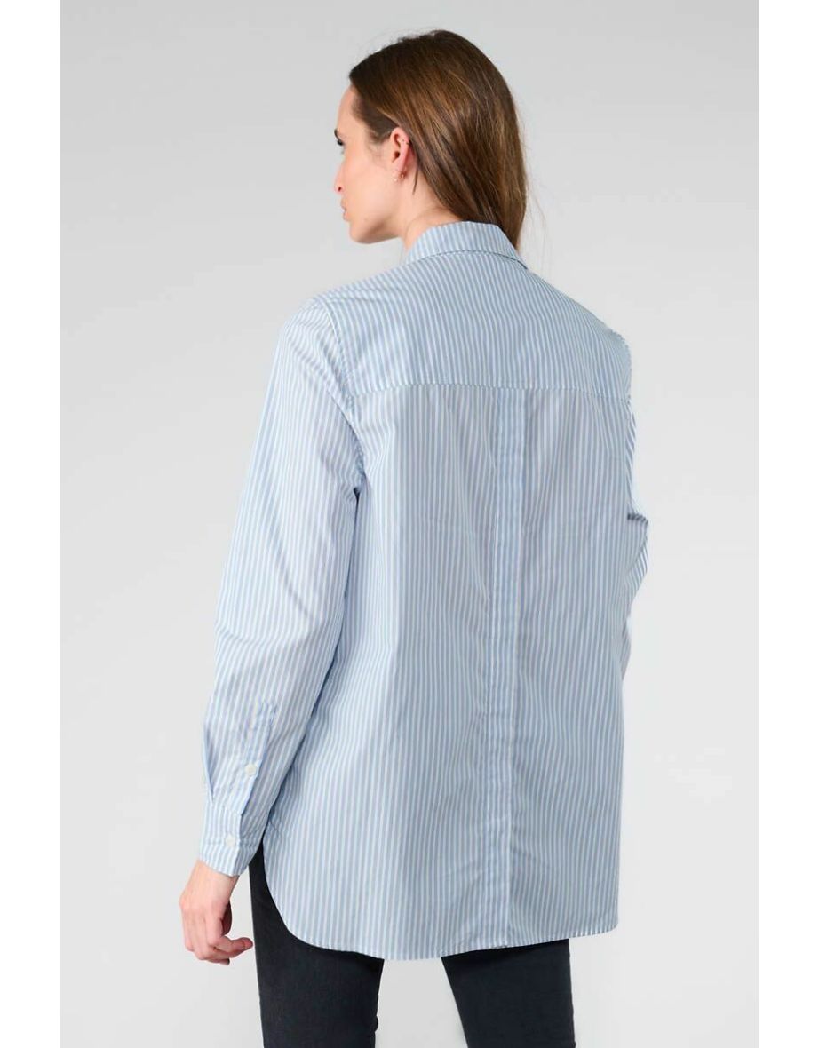 Striped Cotton Shirt with Italian Collar - 2