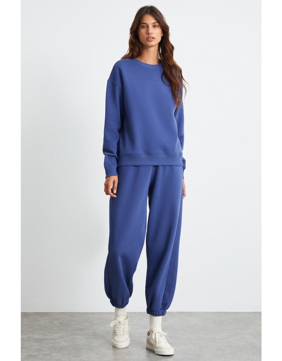 NEHA Women's Crew Neck Wide Leg Dark Blue Tracksuit