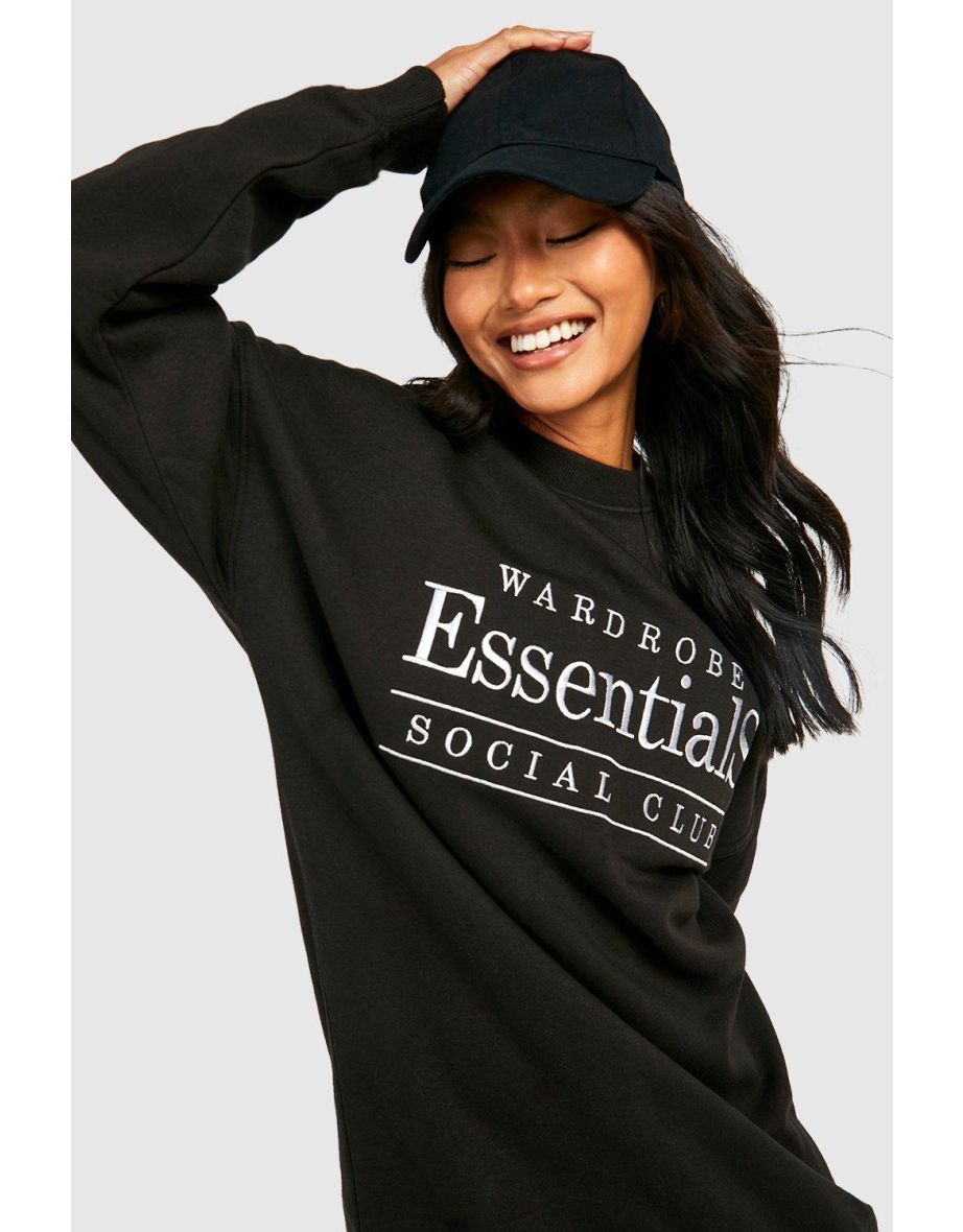 Black Column Mini Jumper Dress with Long Sleeve - 3