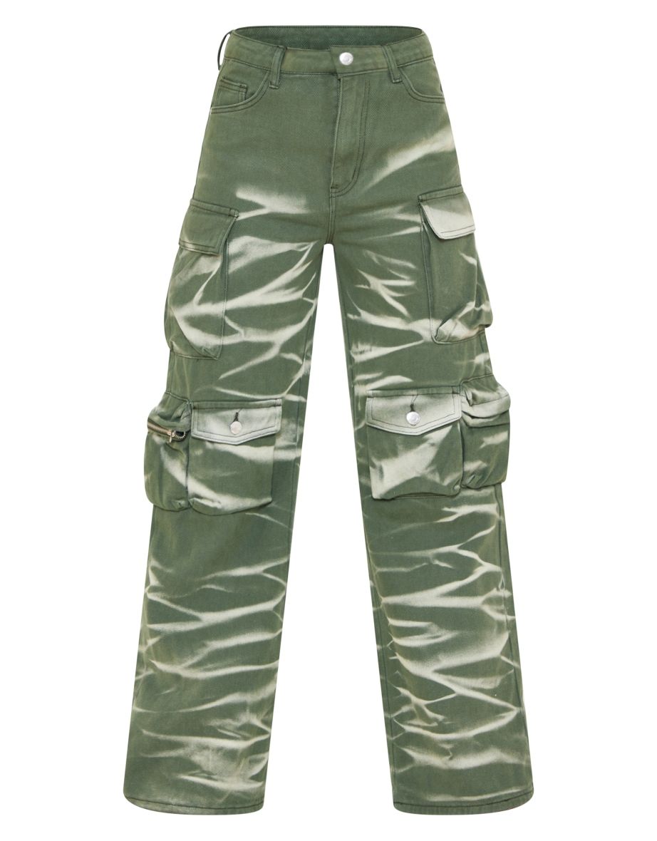 Green Tie Dye Cargo Pocket Boyfriend Jeans - 4