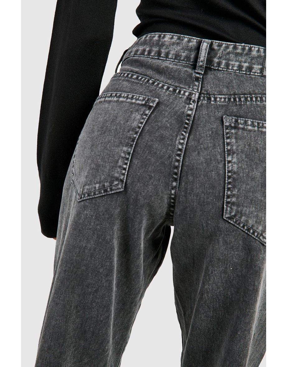 Acid Wash Wide Leg Jeans - acid wash black - 3