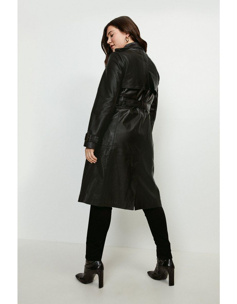 Curve Leather Trench Coat - 2