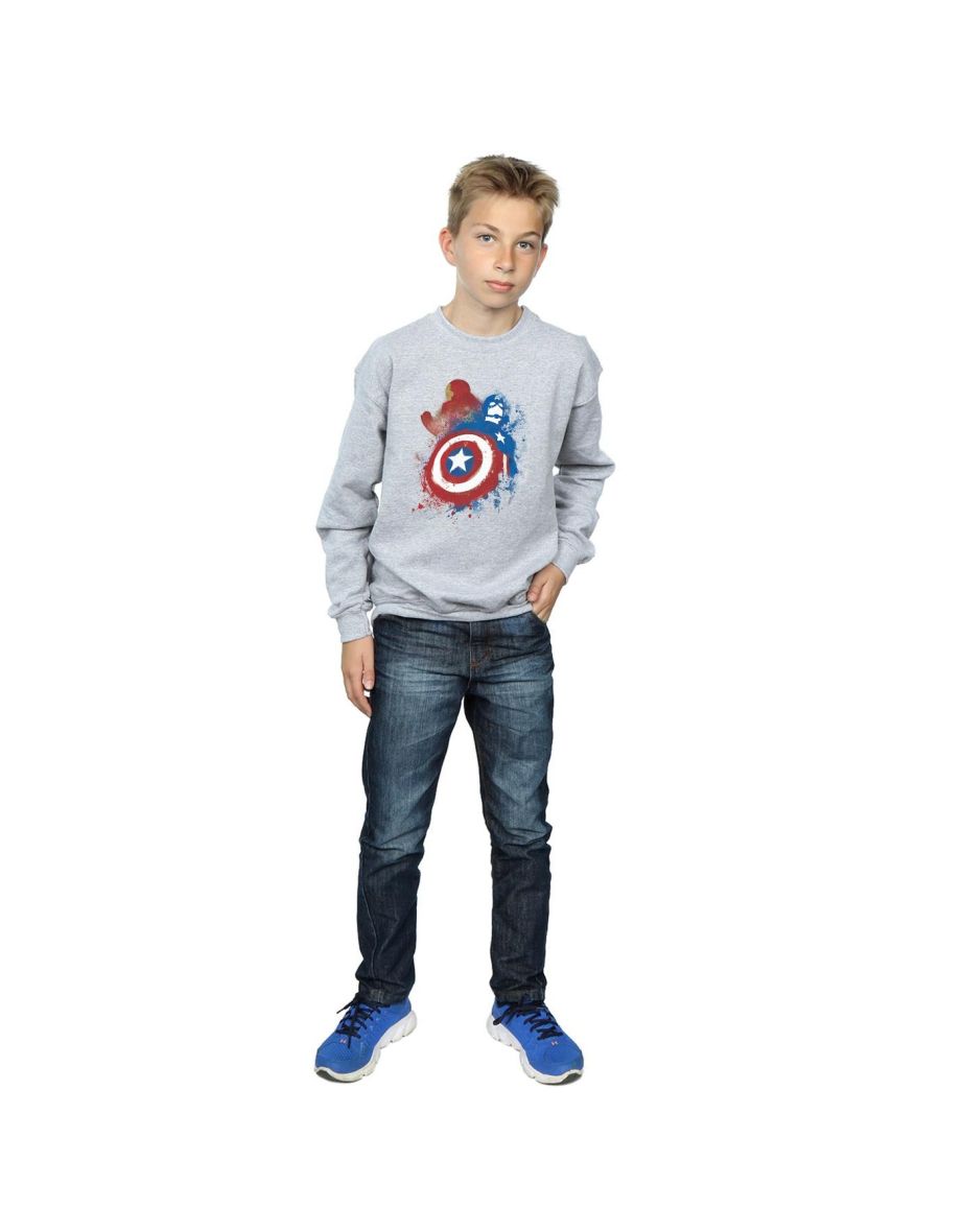 Marvel Boys Captain America Civil War Painted Vs Iron Man Sweatshirt - Heather Grey - 3