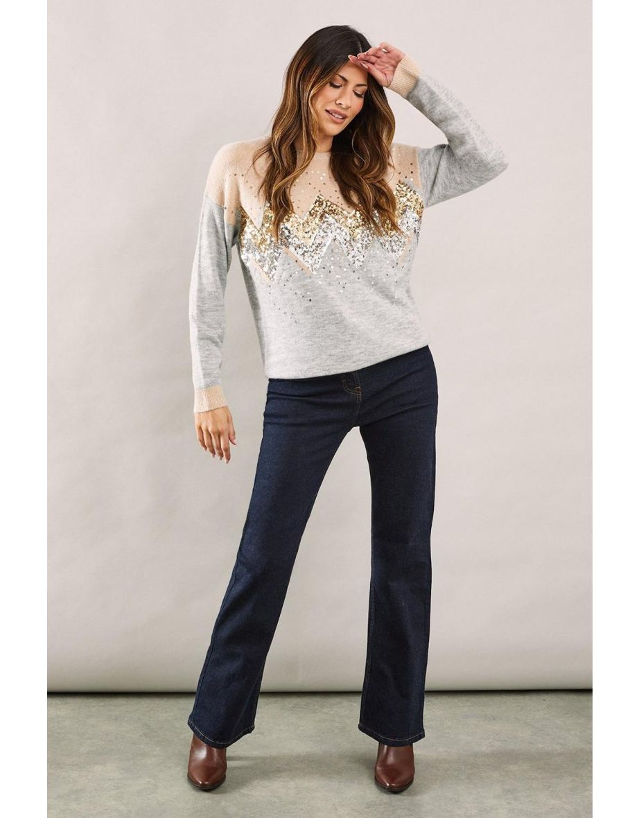 Sequin Zig Zag Jumper
