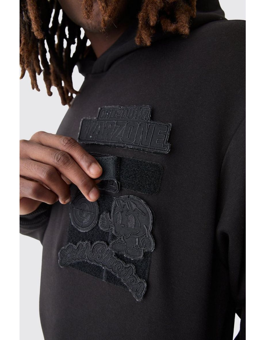 Oversized Boxy Call Of Duty Warzone Badge License Hoodie - black - 2