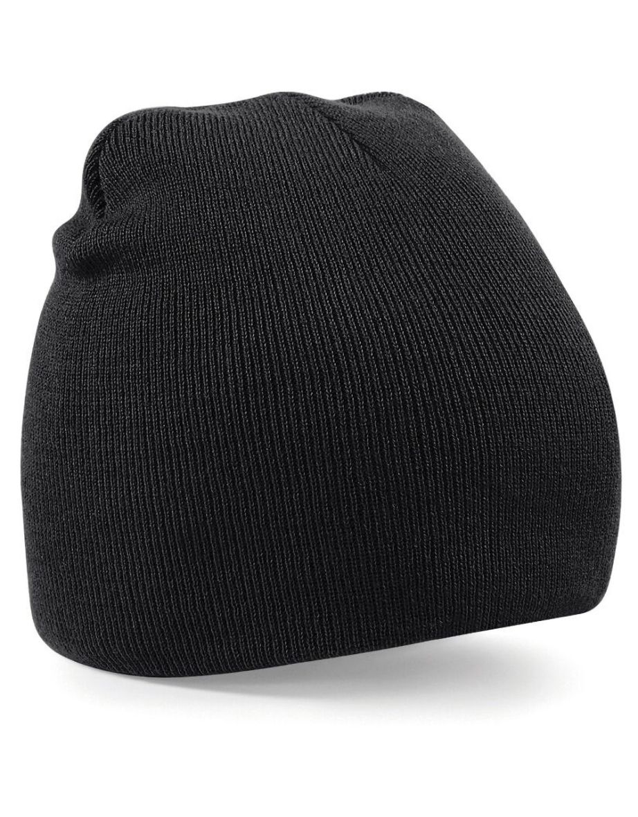 Beechfield Plain Basic Knitted Winter Beanie Hat - Black - 1