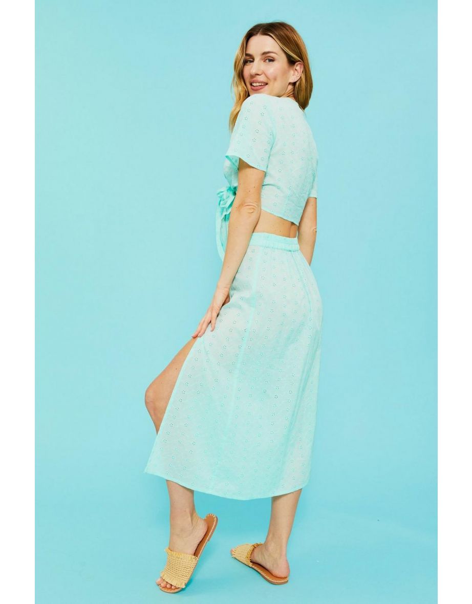 Mantaray Broderie Wrap Front Top - mint - 3