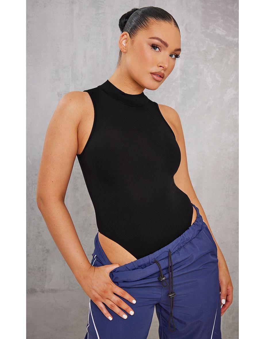 Deep Black Slinky High Neck Extreme Racer Bodysuit