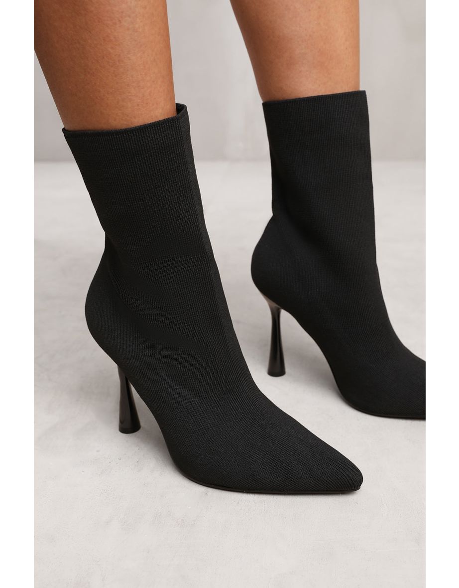 NEVAEH ANKLE SOCK BOOT IN BLACK KNIT - 1
